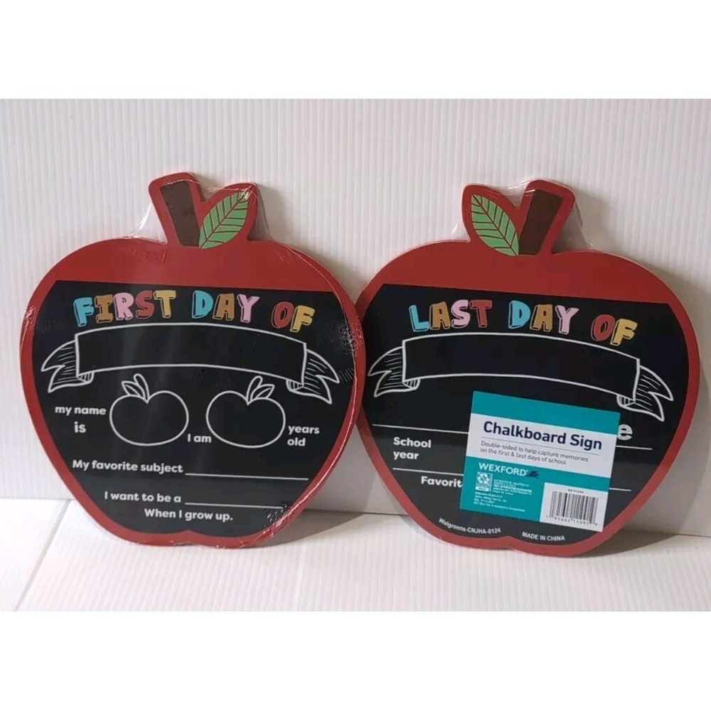 NEW Wexford My First/ Last Day Of School Chalkboard Double sided Apple Sign